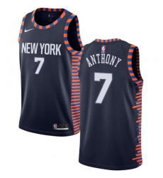 Men's Nike New York Knicks #7 Carmelo Anthony Swingman Navy Blue NBA Jersey - 2018 19 City Edition