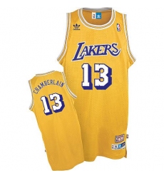 Men's Adidas Los Angeles Lakers #13 Wilt Chamberlain Swingman Gold Throwback NBA Jersey