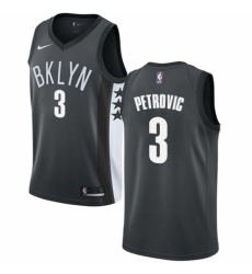 Youth Nike Brooklyn Nets #3 Drazen Petrovic Authentic Gray NBA Jersey Statement Edition