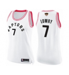Women's Toronto Raptors #7 Kyle Lowry Swingman White Pink Fashion 2019 Basketball Finals Bound Jersey