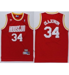 Rockets #34 Hakeem Olajuwon Red Throwback Stitched NBA Jersey