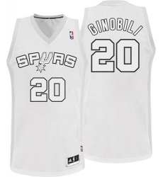 Men's Adidas San Antonio Spurs #20 Manu Ginobili Authentic White Winter On-Court NBA Jersey