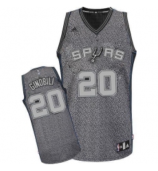 Men's Adidas San Antonio Spurs #20 Manu Ginobili Swingman Grey Static Fashion NBA Jersey
