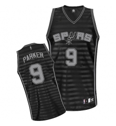 Men's Adidas San Antonio Spurs #9 Tony Parker Authentic Black/Grey Groove NBA Jersey