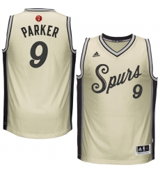 Youth Adidas San Antonio Spurs #9 Tony Parker Swingman Cream 2015-16 Christmas Day NBA Jersey