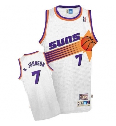 Men's Adidas Phoenix Suns #7 Kevin Johnson Authentic White Throwback NBA Jersey