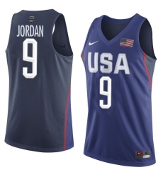 Men's Nike Team USA #9 Michael Jordan Authentic Navy Blue 2016 Olympics Basketball Jersey