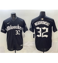 Men's Milwaukee Brewers #32 Jacob Misiorowski Black 'Gothic 414 Shadows Edition' Vapor Premier Limited Stitched Jersey