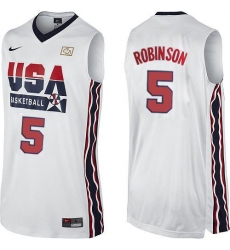 Men's Nike Team USA #5 David Robinson Authentic White 2012 Olympic Retro Basketball Jersey