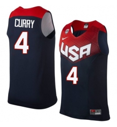 Men's Nike Team USA #4 Stephen Curry Swingman Navy Blue 2014 Dream Team Basketball Jersey