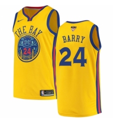 Men's Nike Golden State Warriors #24 Rick Barry Authentic Gold 2018 NBA Finals Bound NBA Jersey - City Edition