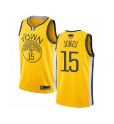 Men's Golden State Warriors #15 Damian Jones Yellow Swingman 2019 Basketball Finals Bound Jersey - Earned Edition