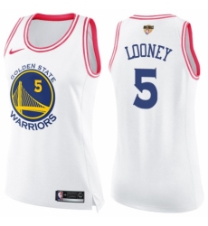 Women's Nike Golden State Warriors #5 Kevon Looney Swingman White/Pink Fashion 2018 NBA Finals Bound NBA Jersey
