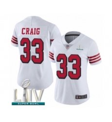 Women's San Francisco 49ers #33 Roger Craig Limited White Rush Vapor Untouchable Super Bowl LIV Bound Football Jersey