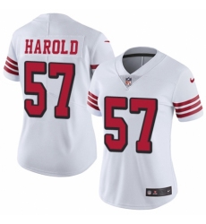 Women's Nike San Francisco 49ers #57 Eli Harold Limited White Rush Vapor Untouchable NFL Jersey