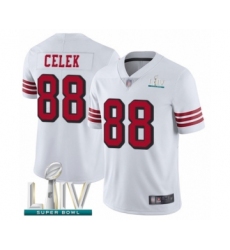 Men's San Francisco 49ers #88 Garrett Celek Limited White Rush Vapor Untouchable Super Bowl LIV Bound Football Jersey