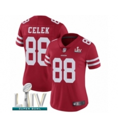 Women's San Francisco 49ers #88 Garrett Celek Red Team Color Vapor Untouchable Limited Player Super Bowl LIV Bound Football Jersey