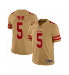 Men's San Francisco 49ers #5 Bradley Pinion Limited Gold Inverted Legend Football Jersey