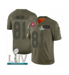 Men's San Francisco 49ers #81 Terrell Owens Limited Olive 2019 Salute to Service Super Bowl LIV Bound Football Jersey
