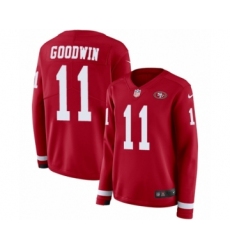 Women's Nike San Francisco 49ers #11 Marquise Goodwin Limited Red Therma Long Sleeve NFL Jersey