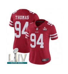 Women's San Francisco 49ers #94 Solomon Thomas Red Team Color Vapor Untouchable Limited Player Super Bowl LIV Bound Football Jersey