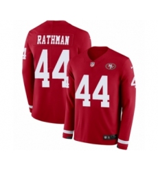 Men's Nike San Francisco 49ers #44 Tom Rathman Limited Red Therma Long Sleeve NFL Jersey