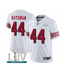 Men's San Francisco 49ers #44 Tom Rathman Limited White Rush Vapor Untouchable Super Bowl LIV Bound Football Jersey