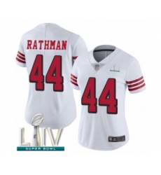 Women's San Francisco 49ers #44 Tom Rathman Limited White Rush Vapor Untouchable Super Bowl LIV Bound Football Jersey