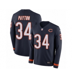 Men's Nike Chicago Bears #34 Walter Payton Limited Navy Blue Therma Long Sleeve NFL Jersey