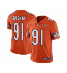 Men's Chicago Bears #91 Eddie Goldman Orange Alternate 100th Season Limited Football Jersey