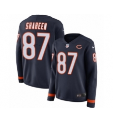 Women's Nike Chicago Bears #87 Adam Shaheen Limited Navy Blue Therma Long Sleeve NFL Jersey