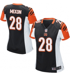 Women's Nike Cincinnati Bengals #28 Joe Mixon Game Black Team Color NFL Jersey