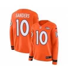 Women's Nike Denver Broncos #10 Emmanuel Sanders Limited Orange Therma Long Sleeve NFL Jersey