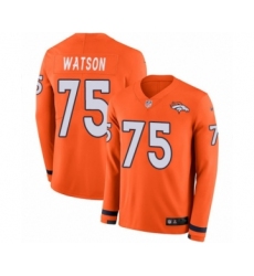 Youth Nike Denver Broncos #75 Menelik Watson Limited Orange Therma Long Sleeve NFL Jersey