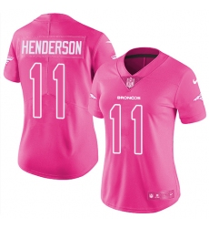 Women's Nike Denver Broncos #11 Carlos Henderson Limited Pink Rush Fashion NFL Jersey
