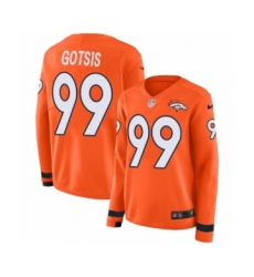 Women's Nike Denver Broncos #99 Adam Gotsis Limited Orange Therma Long Sleeve NFL Jersey