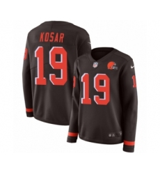 Women's Nike Cleveland Browns #19 Bernie Kosar Limited Brown Therma Long Sleeve NFL Jersey