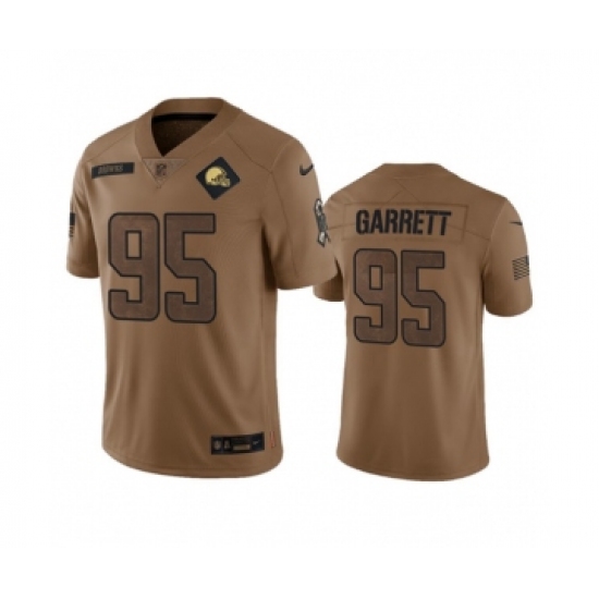 Men's Nike Cleveland Browns #95 Myles Garrett 2023 Brown Salute To Service Limited Football Stitched Jersey Men's Nike Cleveland Browns #95 Myles Garrett 2023 Brown Salute To Service Limited Football Stitched Jersey