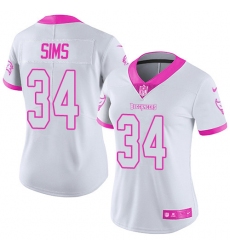 Women's Nike Tampa Bay Buccaneers #34 Charles Sims Limited White/Pink Rush Fashion NFL Jersey