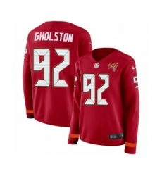 Women's Nike Tampa Bay Buccaneers #92 William Gholston Limited Red Therma Long Sleeve NFL Jersey
