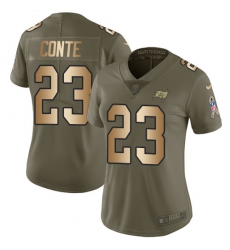 Women's Nike Tampa Bay Buccaneers #23 Chris Conte Limited Olive/Gold 2017 Salute to Service NFL Jersey