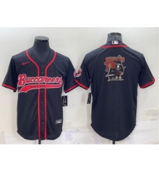 Men's Tampa Bay Buccaneers Black Team Big Logo With Patch Cool Base Stitched Baseball Jersey