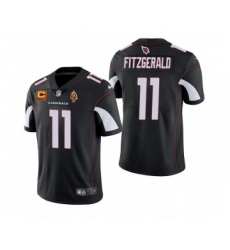Men's Arizona Cardinals #11 Larry Fitzgerald Black With C Patch & Walter Payton Patch Limited Stitched Jersey
