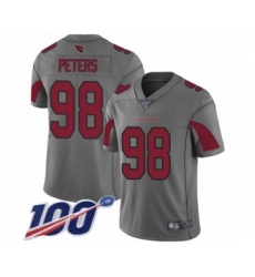 Youth Arizona Cardinals #98 Corey Peters Limited Silver Inverted Legend 100th Season Football Jersey