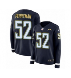 Women's Nike Los Angeles Chargers #52 Denzel Perryman Limited Navy Blue Therma Long Sleeve NFL Jersey