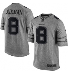 Men's Nike Dallas Cowboys #8 Troy Aikman Limited Gray Gridiron NFL Jersey