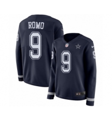 Women's Nike Dallas Cowboys #9 Tony Romo Limited Navy Blue Therma Long Sleeve NFL Jersey