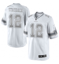 Men's Nike Dallas Cowboys #12 Roger Staubach Limited White Platinum NFL Jersey