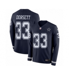 Men's Nike Dallas Cowboys #33 Tony Dorsett Limited Navy Blue Therma Long Sleeve NFL Jersey