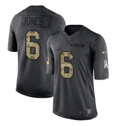 Men's Nike Dallas Cowboys #6 Chris Jones Limited Black 2016 Salute to Service NFL Jersey